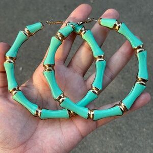 Gold and Turquoise Bamboo Earrings